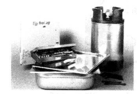 Figure 3‑72 Liquid coating accessories, including paint can, viscosity cup, and cleaning basin
